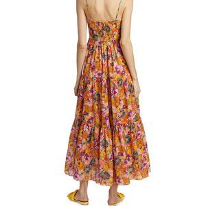 Zimmerman Violet Cut-Out Tiered Cotton Midi-Dress Size 1